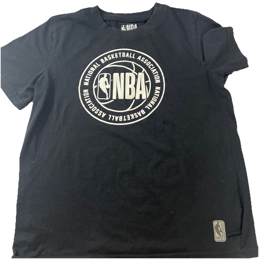 Official NBA Logo Gear T-Shirt Basketball Black Youth Boys Sz L 14‎ - 16
